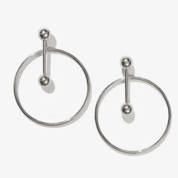 AdornMonde Ivo Silver Geometric Ear Jackets - Picture 1 of 4